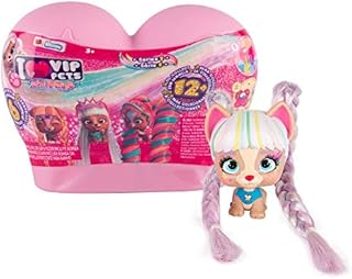 VIP PETS Mini Fans | Surprise Collectable Mini dog Doll with extra-long Hair & comb, magic rainbow water reveal - Surprise toys & Hair Reveal Doll for kids +3 Years