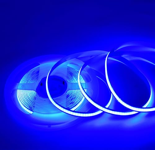 Image of COB Strip Lights,DC12V 16.4ft /5m Super Bright Dimmable 32000LM LED Light Strips, High Density Non-Waterproof 1600 LEDs Ribbon Light, More Evener Lighting Than SMD Strip Lights (Blue)