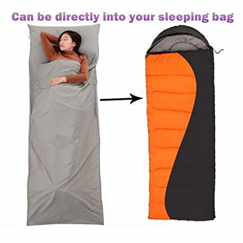 Cotton Sleeping Bag Liner Travel and Camping Sheet Lightweight Compact Sleep Bag Sack Picnic (82.7 X 63 Inch, Khaki Grey)