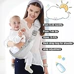 Baby Sling Carrier Newborn to Toddler,Updated Adjustable One Shoulder Labor-Saving Baby Holder Carrier,Tollder Sling Carrying 7-45 lbs（All-Season-Gray） - Image 3