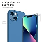ORNARTO Compatible with iPhone 13 Case 6.1, Slim Liquid Silicone 3 Layers Full Covered Soft Gel Rubber Case Cover 6.1 inch-Blue - Image 4