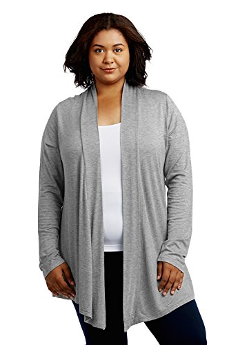 Image of Cardigan - Women's Classic Chic Rayon Fabric Cardigan Sweater for Layering All Season Open Drape Cute Comfortable and Durable Plus Size (3XL, H.Gry)