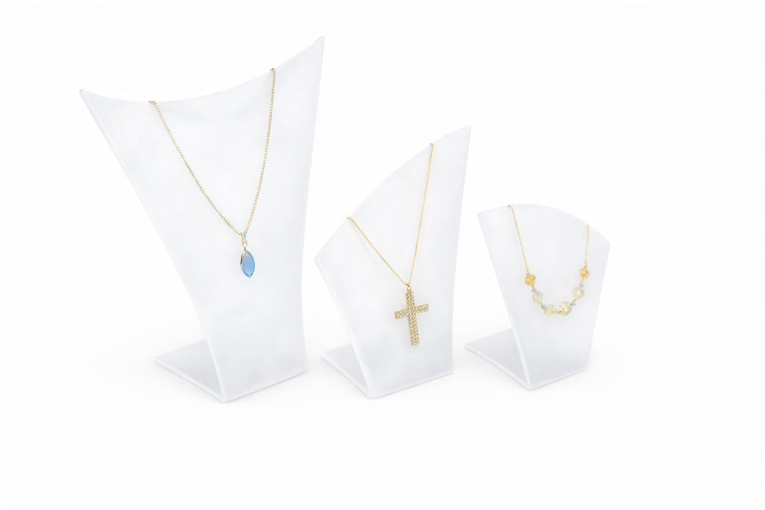 Plasticraft Displays Necklace Display Busts Set of 3 – Frosted Acrylic Jewellery Display Stands for Necklaces, Pendants & Chains – Retail, Craft Shows & Home
