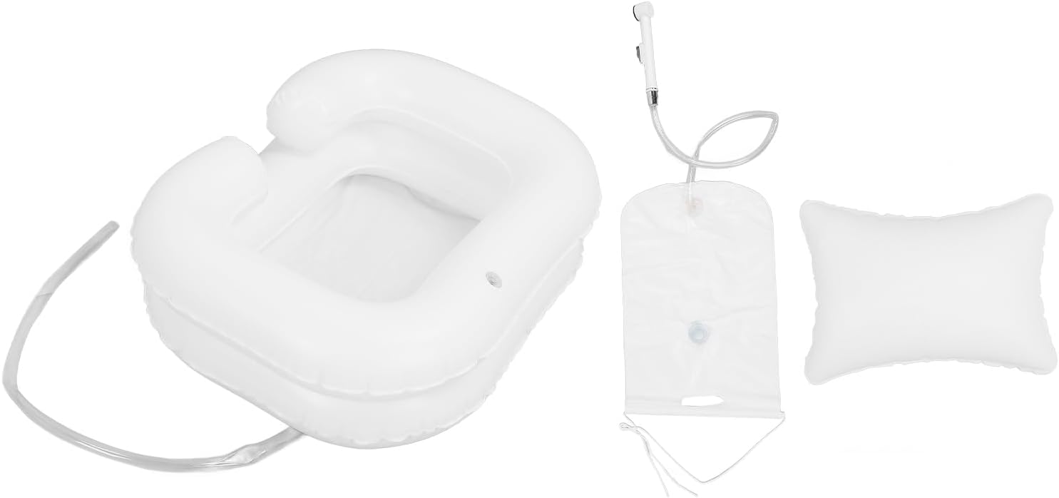 Inflatable Bed Shampoo Basin Set, Inflatable Hair Wash Basin, Shower Sprinkler, Water Shower Bag for Elderly Bedridden People Bedside Elderly Shampoo