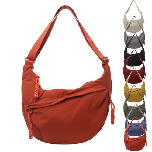 Hrtesus Hip Hugger Crossbody Bag, Crossbody Bags for Women, Nylon Crescent Bag, Fashion Plain Color Nylon Crossbody Bag