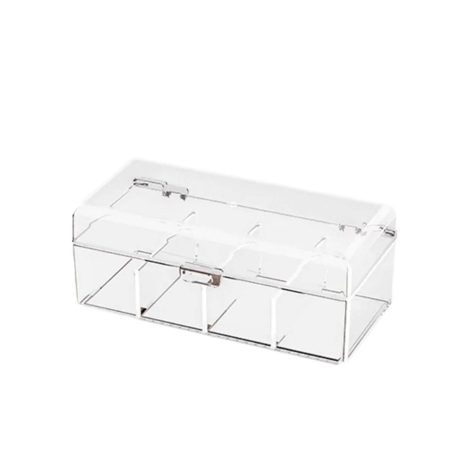 BAYNOPURIN Hair Tie Organizer Box Portable Clear Makeup Brush Holder With Lid Large Capacity Cosmetic Storage Box For Hair Ties And Lipstick(4 Grids)