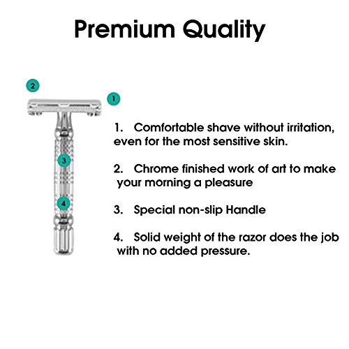 Bigfoot Shaves I Butterfly Open Double Edge Single Blade Safety Razor Kit I Classic Razor I Smooth Shave Without Razor Burns I Excellent Gift Idea I Includes Travel Case, Mirror & Blades I Silver #TOP6
