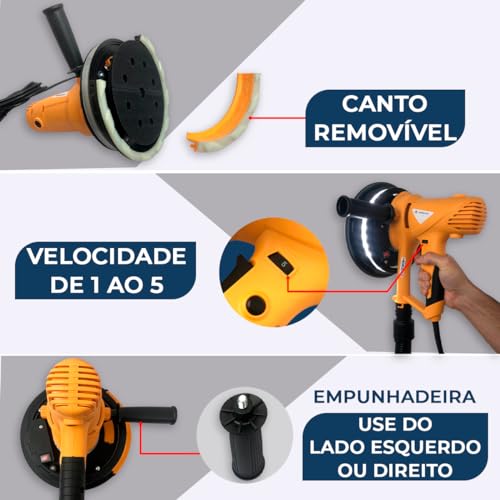 Lixadeira De Parede C/Acessórios Elétrica Led MLP 710w 127v Sucção Menegotti Prime 60HZ Profissional