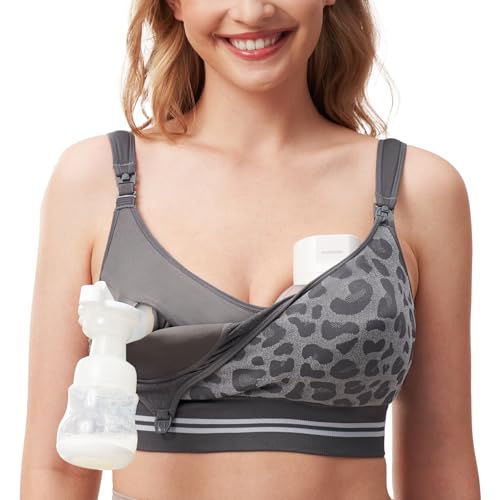 Image of Momcozy Seamless Pumping Bra Hands Free, Fixed Padding Hands-Free Pumping & Nursing Bra, Wireless Comfort Pumping Bra