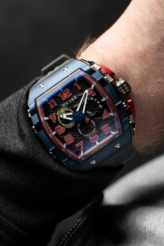 Image of Nubeo Men's 49mm Magellan Retrograde Chronograph Watch with Rubber Strap NB-6088