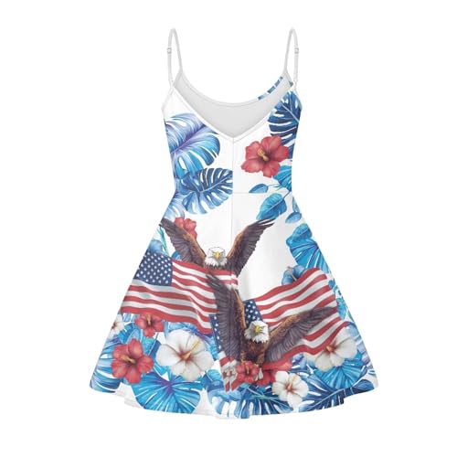 Image of Cozeyat Women Girls Summer Sleeveless Dress Casual Swing Beach Cover Up Knee Length Dresses,Large Size XS-4XL