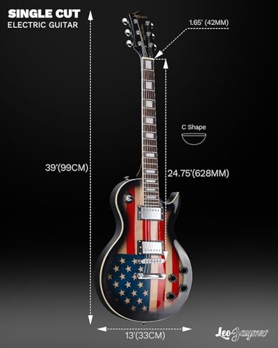 Image of Leo Jaymz SC Series Electric Guitar - Mahogany Body, Laurel Fingerboard, Dual Humbuckers,Tune-O-Matic Bridge, C Neck, 18:1 Tuners (US Flag)