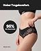 Snocks 3er Pack Hipster Lace - Damen Baumwolle Panties mit Spitze - Unterhose Damen Slip - Gr. L - Farbe Mix (Mauve/Wine/Schwarz)