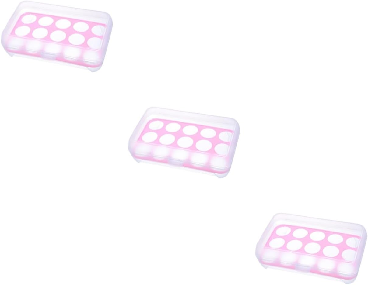 3pcs 15 Fridge Container Egg Holder Bin Egg Tray Egg Holder for Refrigerator Acrylic Tray Egg Holder Tray Egg Stand Holder Food Trays Eggs Pink High Capacity Egg Carton? (Pink)