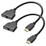 Doppelter HDMI-Splitter-Adapter, Kabelsplitter 1 Eingang, 2 Ausgänge, für HDTV, HD, LED, LCD-Monitor und Projektoren, zwei Monitore gleichzeitig nicht anzeigbar