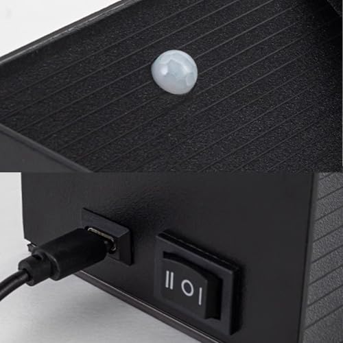 Aplique de pared interior LED moderno de aluminio negro rectangular con luz cálida USB 5