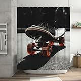 Duschvorhang, Skateboard-Rad, strapazierfähig, dick, Badezimmer-Gardinen mit 12 Haken, modern, Bauernhaus, wasserdicht, leicht, Badvorhänge für Badezimmer, Dekoration, 183 x 183 cm