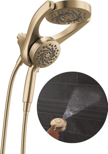 Delta 5-Setting HydroRain 2-in-1 Dual Shower Head with ProClean Spray Brushed Gold High Pressure Shower Head with Handheld Spray 1.75 GPM Flow Rate Champagne Bronze 75419CZ