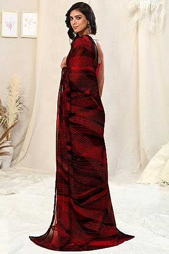 Image of MIRCHI FASHION Women Sari Georgette Chevron Printed | Modern Pattern Farewell and Festive Drape with Matching Blouse Piece