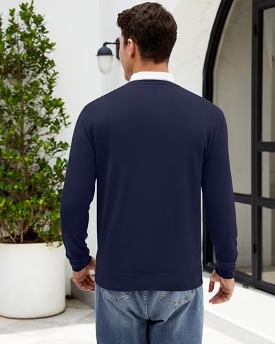 Riyiper 2 Pack Men's Crew Neck Sweaters, Slim Fit Lightweight Knit Pullover Sweaters Business Casual Classic Pullovers3