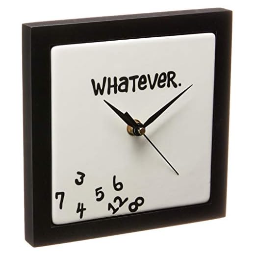 Enesco Whatever. Scrambled Numbers Always Late 7.5 x 7.5 Inch Square Hanging Wall Clock
