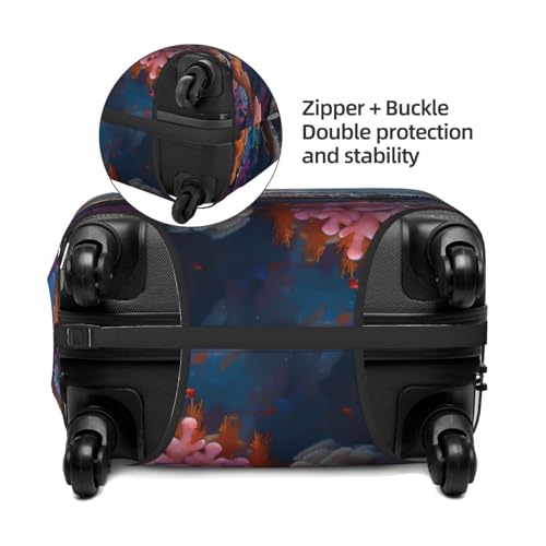 Underwater Lazy Turtle Luggage Cover Protector Anti-Scratch Washable Fits 18-32 Inch Luggage-Large4