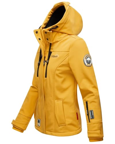 MARIKOO Damen Softshell Jacke Winterjacke wasserabweisend Outdoor B864 [B864-Kl.zicke-A-Yellow-Gr.S]