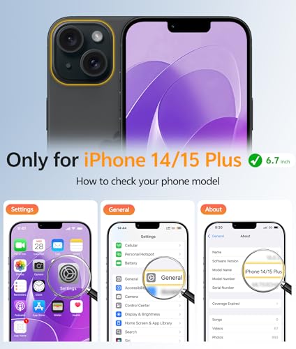 Image of FNTCASE for iPhone 15 Plus Case: for iPhone 14 Plus Case Translucent Matte Military Grade Protective Phone Cover - Slim Anti-Slip Durable Shockproof Drop Protection Cases - Purple