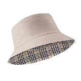 PLIOPYIK Unisex Cotton Bucket Hat for Women Men Summer Travel Beach Sun Hat (Beige)