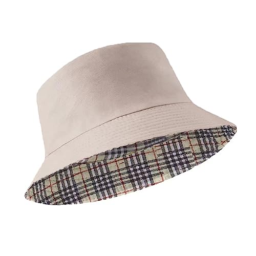 Pliopyik Unisex Cotton Bucket Hat For Women Men Summer Travel Beach Sun Hat (Beige) #TOP8
