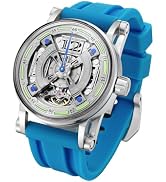 FEICE Skeleton Orologio Automatico da Uomo Analogico con Cinturino in Silicone Nero Acciaio Inossidabile 44mm FM501