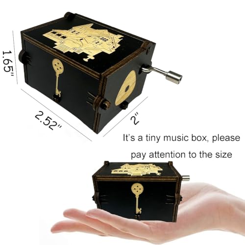 Miniatura 5 de Youtang - Caja De Música Coraline De Madera Grabada, Regalos, Caja Musical Mini, Reproduce Dreaming , Para Cumpleaños Aniversario Día De San Valentín Navidad Con Manivela, Negro