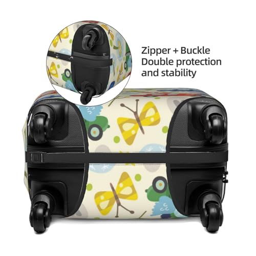 Spandex Travel Luggage Cover Printed Flying Cars Butterflies Double-Sided Suitcase Protector Bag,Dust-Proof Cratch-Resistant Washable Baggage Covers For Kid Adult,Small4