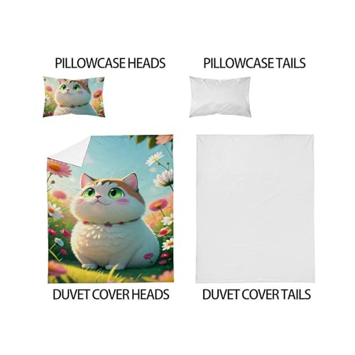 Housse de couette chat fermeture éclair microfine lit simple