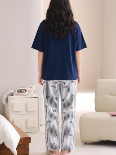 Image of Louis Luxe Cotton Blend Womens Korean Night Dress || Full Pyjama Set || Korean Nightsuit || Women Nightwear ||Round Neck Full Sleeve Nightsuit || Loungewear || Everyday Nightdress (ND-09)
