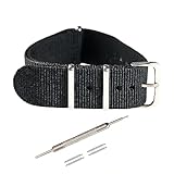 [Jumpsunfun] NATOベルト 18mm 時計ベルト ナイロン ミリタリー時計バンド 腕時計替えベル ブラック（交換説明書 交換工具 バネ棒付）