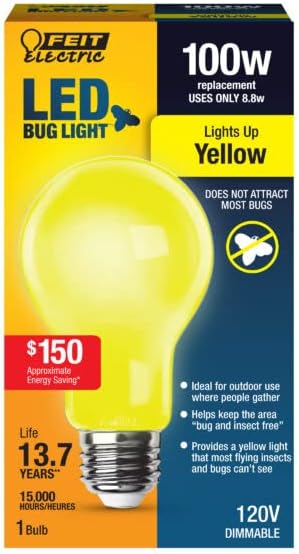 Feit Electric A19100/BUG/LED 100W EQ Non DM LED Light Bulb, Yellow, Pack of 1