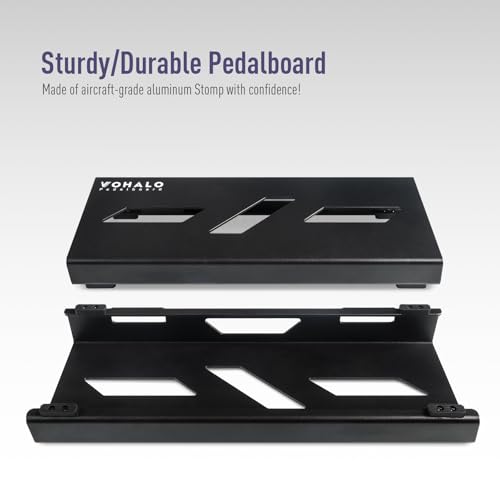 VOHALO Mini Guitar Pedal Board Case Aluminium Pedalboard Gitarren Effektboard mit Pedal Tape, Kabelbinder, Patchkabel Schwarz