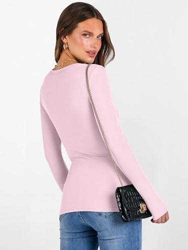 Image of ANRABESS Women's Boat Neck Long Sleeve Shirts Rib Knit Slim Fitting Tops Basic Tees 2026 Casual Comfy Fall Outfits Clothes