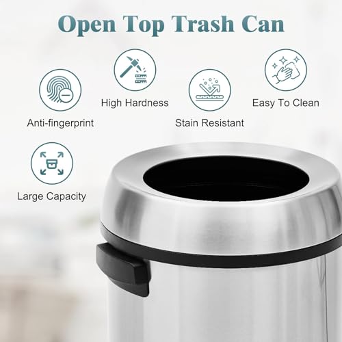 Caneca de basura redonda acero inoxidable 17 gal miniatura 5