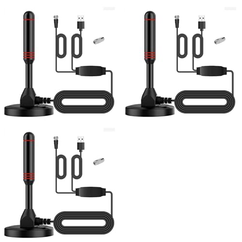 Tacdas 3X Antena de TV Interior HD, Antena de TV Digital Interior 120 Millas con Amplificador de Señal Compatible con 4K / 1080P / UHF/VHF/TDT HDTV