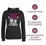 Shirtracer Pullover Damen Hoodie Frauen - Geschenk für Hundebesitzer - Vorsicht vor dem Frauchen - Pfotenabdrücke - weiß - XXL - Schwarz - hundepullover hundefan Hund Hoody Hundefans Paws Kapuze