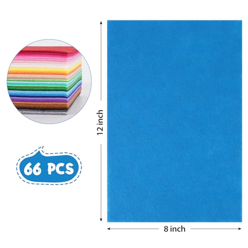 Image of 12x8 Inch 66Pcs 40 Colors Felt Sheets, DIY Craft Supplies | Sewing, Patchwork, Card Making and Art Projects
