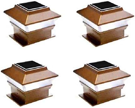 4 Pack Solar Powered Copper Outdoor Garden Deck Patio Fence Pathway Post Light (Brown-SMD)
