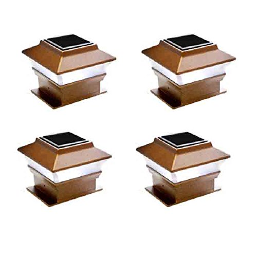 4 Pack Solar Powered Copper Outdoor Garden Deck Patio Fence Pathway Post Light (Brown-Smd) #TOP2