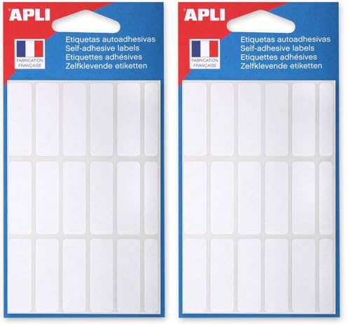 APLI 111944 - Pochette de 105 étiquettes blanches 12x38 mm (Lot de 2)