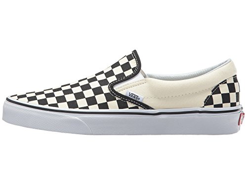 Vans Vans Unisex Classic Slip-On Black/White Checkerboard, 13 Women/11.5 Men, Canvas, Low Top, Casual, Skateboarding, Elastic Strap, Maximum Cushioning