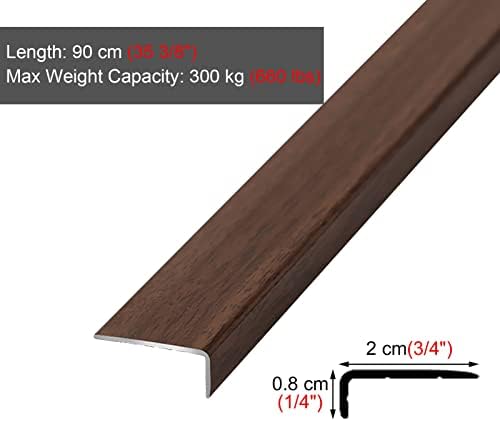 Wood Effect Aluminum Stair Nosing Edge Trim - 2 Pack Stair Nose Protector for Indoor & Outdoor Steps - Durable Tread for Laminate & Tile Flooring - Stylish Edge Guard