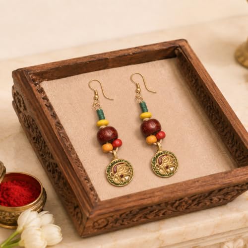 Image of Royal Queen & Empress Handcrafted Tribal Dhokra Earrings Collection for Women - Statement Ethnic Designs in Multiple Colours