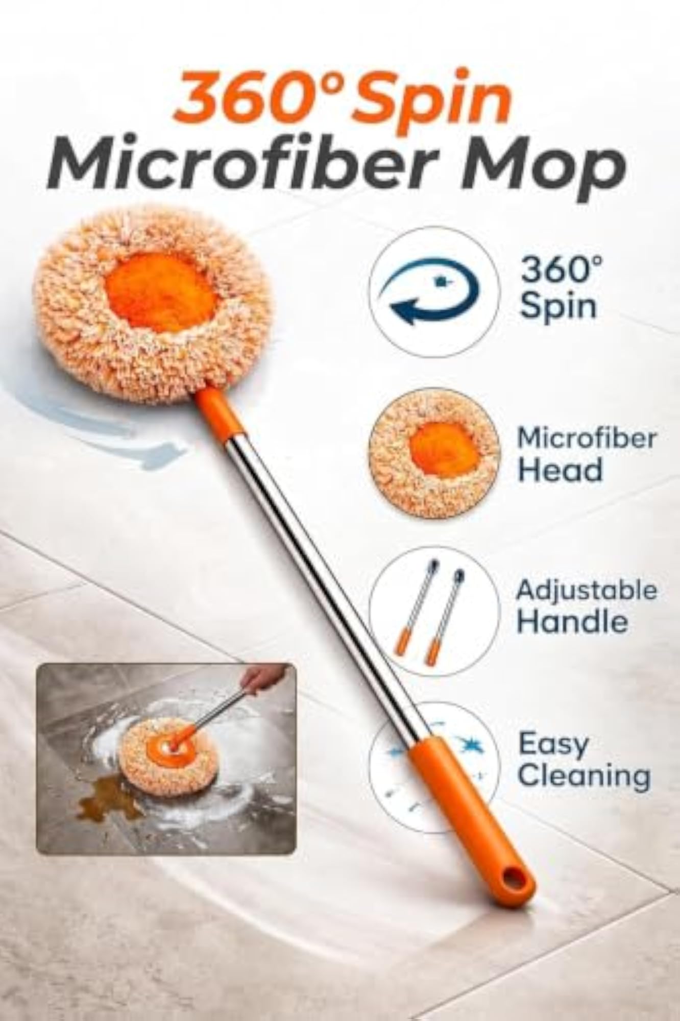 Bathroom Cleaning Brush with Long Handle and Wiper